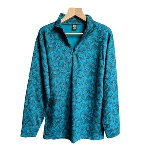 REI Vintage Men’s Tropical Teal Fleece Interior Quarter Zip Pullover, Size Large